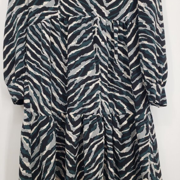 Nasty Gal Zebra Print Midi Dress 8 Long Sleeves High Low Hem Green Black - Picture 5 of 11